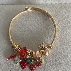 Gold Charm Bracelet with Red Accents new